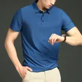 thumbnail image 5 of Polos de verano para hombre 2024, nuevos polos de seda de hielo de color sólido con solapa, camiseta holgada de manga corta, polos de golf para hombre, 5 of 5