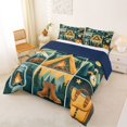 thumbnail image 2 of Manfei Rustic Rv Queen Comforter Set,Vintage Tent Pattern Comforter Sets Queen,Green,Navy Blue Reversible,3-Piece,1 Comforter and 2 Pillowcases, 2 of 7
