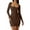 Dark Brown, variant on Women Bodycon Dress, Long Sleeve Square Neck Solid Color Slim Fit Fall Mini Dress Clubwear