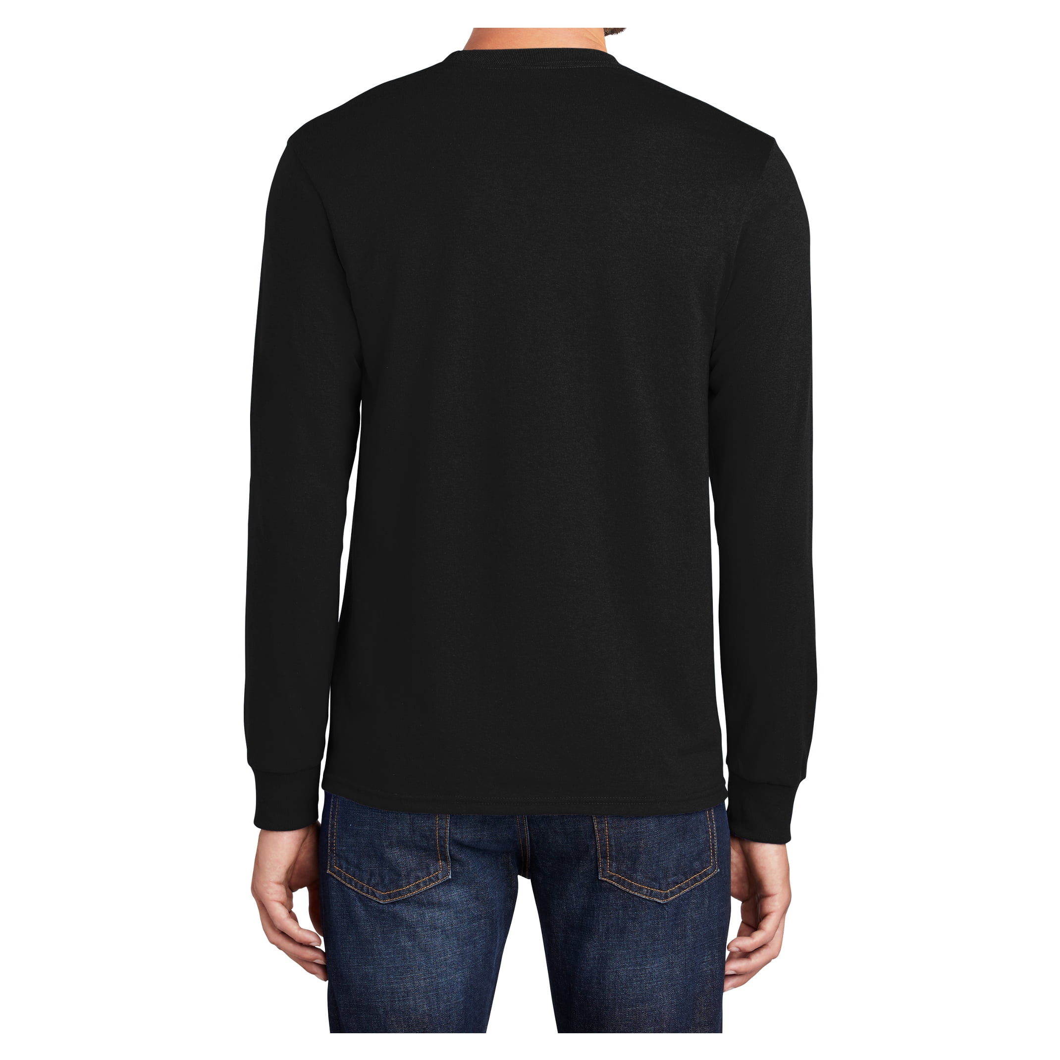 Mens Long Sleeve Core Blend Cotton/Polyester Tee Jet Black Large