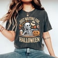 thumbnail image 2 of Just Waiting for Halloween Comfort Colors® Shirt, Funny Skeleton Pumpkin Shirt, Spooky Fall Graphic Shirt, Retro Halloween Womens Shirt, 2 of 6