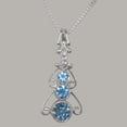 thumbnail image 2 of LBG 10k White Gold Natural Blue Topaz & Cubic Zirconia Womens Bohemian Pendant & Chain - Chain length 18, 2 of 5
