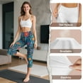 thumbnail image 7 of SCRAWLGOD Tropical Flowers Blue Women's Capri Leggings with Pockets High Waist Tummy Control Crop 3/4 Leggings Slim Breathable Stretch Athletic Cropped Tights, XS, 7 of 7