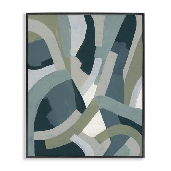 Stupell Industries Mid-Century Layered Curved Shapes Abstract Green Limestone Black Framed Giclee Art, 11 x 14, by June Erica Vess