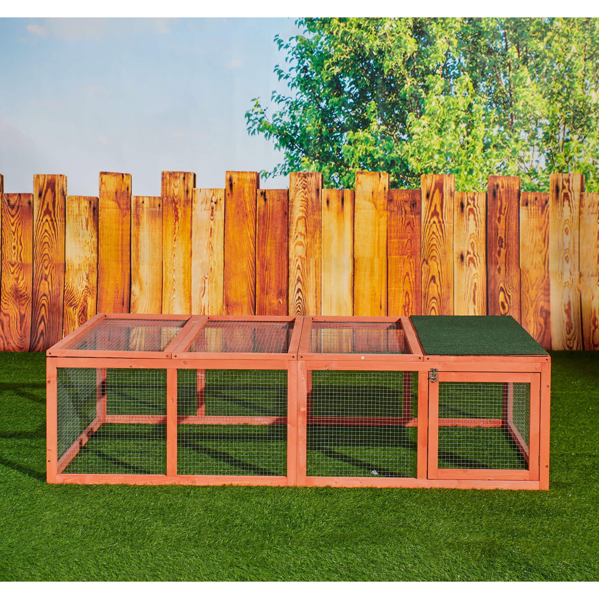 Kepooman 70.9" Indoor Outdoor Wooden Chicken Coop, Bunny House Rabbit Hutch for Small Animal, Natural Kepooman 70.9" Indoor Outdoor Wooden Chicken Coop, Bunny House Rabbit Hutch for Small Animal, Natural