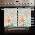 thumbnail image 2 of Coastal Turquoise 1 Pack Kitchen Towel, Water Absorbent Dish Towel, Ocean Coral Starfish Shell Modern Sea Decorative Hand Towels - Quick Drying Cloth for Cooking Baking, 18x28 Inch, 2 of 8