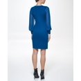 thumbnail image 3 of DKNY Womens Teal Stretch Ribbed Sheer Unlined Blouson Sleeve Crew Neck Knee Length Wear To Work Sheath Dress M, 3 of 6