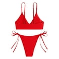 thumbnail image 4 of KIHOUT 2025 Women's Two Piece Bikini Swimsuit Sexy Ribbed Triangle Top Bathing Suits String Bikini Sets for Beach Pool Party, 4 of 4