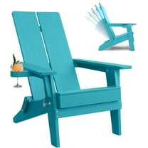 Folding Adirondack Chairs Modern Outdoor HIPS Plastic Chair with Cupholder All-Weather UV-Protected