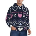 thumbnail image 2 of Lsque Pixel Heart Winter Pattern Casual Men's Hoodie,Hooded Sweatshirt with Kangaroo Pocket,Pullover Hoodie-3X-Large, 2 of 7
