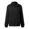 thumbnail image 7 of Fiaer,Women's Sweatshirt Fuzzy Quarter Zip Cozy Hooded Pullover Soft Plus Size Tops 2025 Fall Trendy Clothes Black XL, 7 of 7