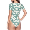 thumbnail image 4 of Naloa Hand Drawn Snake Women's Short-Sleeved Onesie, One-Piece Swimsuit for Parties, dates, clubs - Large, 4 of 9