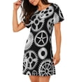 thumbnail image 2 of Lsque Metallic Gears Pattern Nightgowns for Women Sleep Shirts Short Sleeve Nightshirt Pullover Nightdress Soft Sleepwear Relaxed Fit Nightdress, 2 of 6