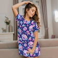 thumbnail image 3 of Naloa colorful Skull mushroom rainbow Print Women Nightgowns,Womens Loungewear,Short Sleeve Sleepwear,Comfy Ladies Nightdress, 3 of 6