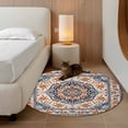 thumbnail image 2 of Round Rugs 4Ft, Blue Burnt Orange Boho Round Area Rug Washable Indoor Throw Carpet, Antique Southwestern Ethnic Soft Non Slip Circle Rug for Kitchen Nursery Room Home Decor Aesthetic, 2 of 8