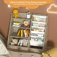 thumbnail image 5 of 4 Tier Kid Bookshelf Wooden 5 Sling Children Bookcase Toddler Montessori Bookcase Book Rack Display Toy Storage Organizer Book Display Shelf Stand Classroom Bedroom Nursery Playroom (Grey Wood), 5 of 18