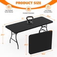 thumbnail image 2 of 6ft Folding Table - Heavy Duty Fold-in-Half Plastic Table, Portable Utility Tables with Steel Legs for Events, Camping, Indoor & Outdoor Use (Black), 2 of 8