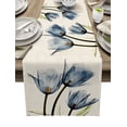 thumbnail image 2 of Camino de mesa de lino con estilo de verano, mantel de comedor, mantel de tela para el hogar, mesa de comedor, armario de sala de estar, azul, 2 of 6