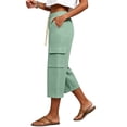 thumbnail image 6 of Cargo Capri Pants for Women with Pockets Straight Leg Loose Fit Drawstring Waisted Casual Capris, 6 of 6