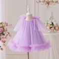 thumbnail image 4 of Girls Sleeveless Party Dress Elegant Gown for Birthday Banquet Piano Recital Solid Square Collar Knee Length Purple 18 Months-24 Months, 4 of 6