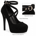 thumbnail image 4 of Women's Platform High Heels, Closed Toe Faux Suede Ankle Strap Stiletto Dress Shoes, 4 of 9