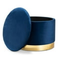 thumbnail image 2 of Bowery Hill Velvet Navy Blue Storage Ottoman Gold Finished Fully Assembled 23.62", 2 of 8