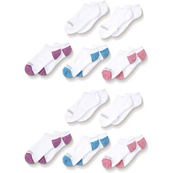 Fruit of the Loom girls Everyday Essential Soft Cushion Casual Sock, White/Pink, Medium US