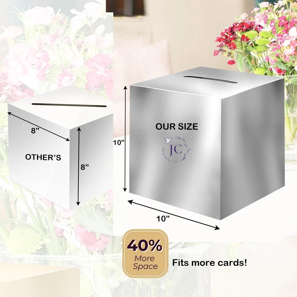 BUTTERFLY- 10"X10" Shining Silver Large Envelope Party Gift Card Money Box Wishing Well,