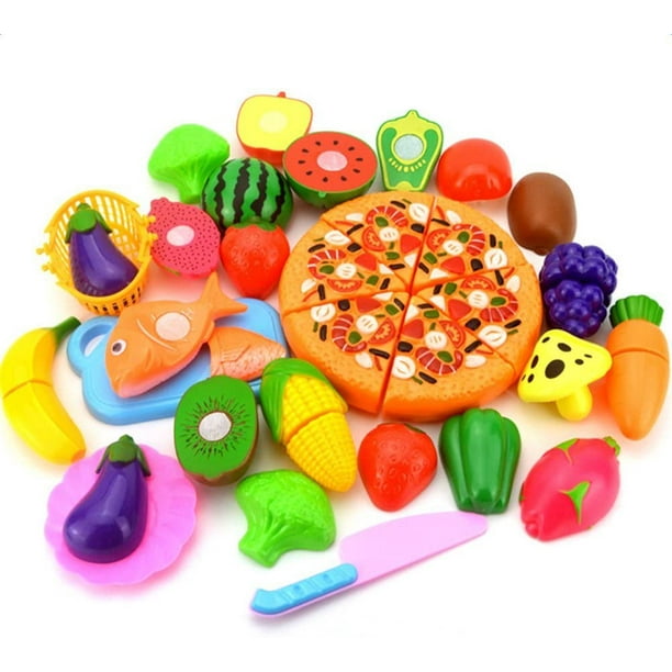 Couper les Jouets Alimentaires Faire Semblant Ensemble de Nourriture, Jouer  Coupe de Nourriture Pizza Fruits Légumes Apprentissage Éducatif Jouets  Cadeau pour Garçon Fille Enfants 