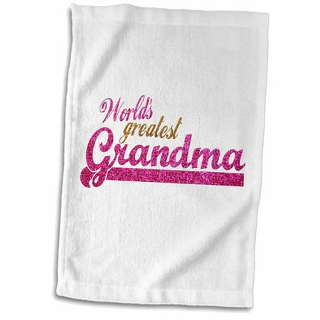 3dRose Worlds Greatest Grandma - Best Grandmother in the world - Granny gifts - pink and gold text - Towel, 15 by (Best Towels In The World)