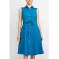 thumbnail image 3 of Sharagano Collared Sleeveless Tie Waist Solid A-Line Rayon Dress-MANGO MOJITO / 12, 3 of 3