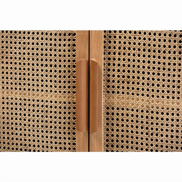 ◆kabotentyan◆ Alina Mid-Century Boho Medium Oak Finished Wood and Rattan 2
