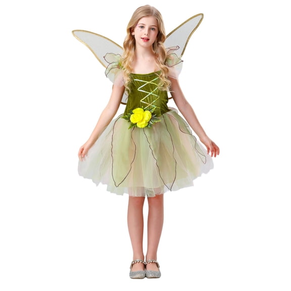 FUZHIQ Girls Halloween Outfit Party Fairy Dress Performance Attire