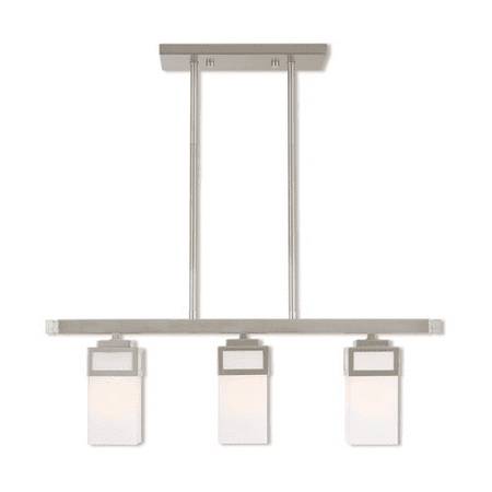 

World of Crystal Chennai Island Lighting 5in Brushed Nickel Steel 3-light