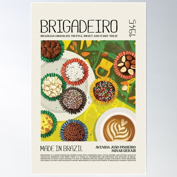 Brazilian Brigadeiro Wall Art Poster Wall Art, Modern Wall Decor For Living Room Bedroom, 12x18 UNFRAMED