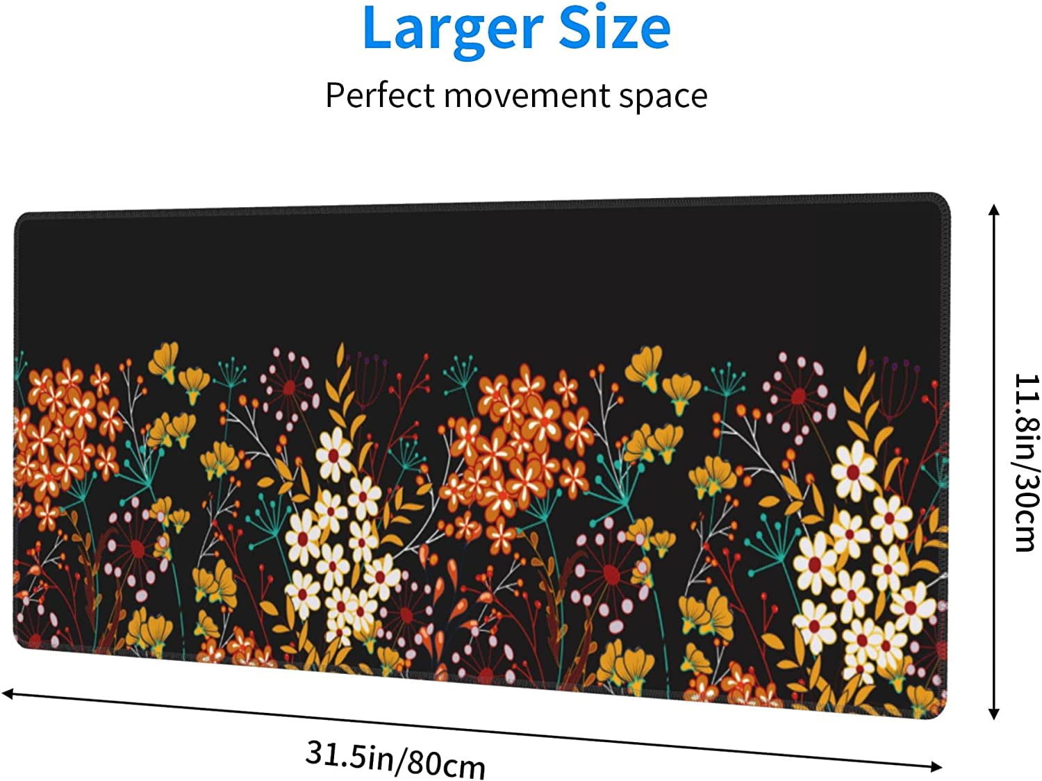 Extended Gaming Mouse Pad (31.5x12 in), Large Stable Rubber Base Mousepad with Stitched Edges, Keyboard Mouse Mat Desk Pad for Work, Game, Office, Home - Beautiful Floral
