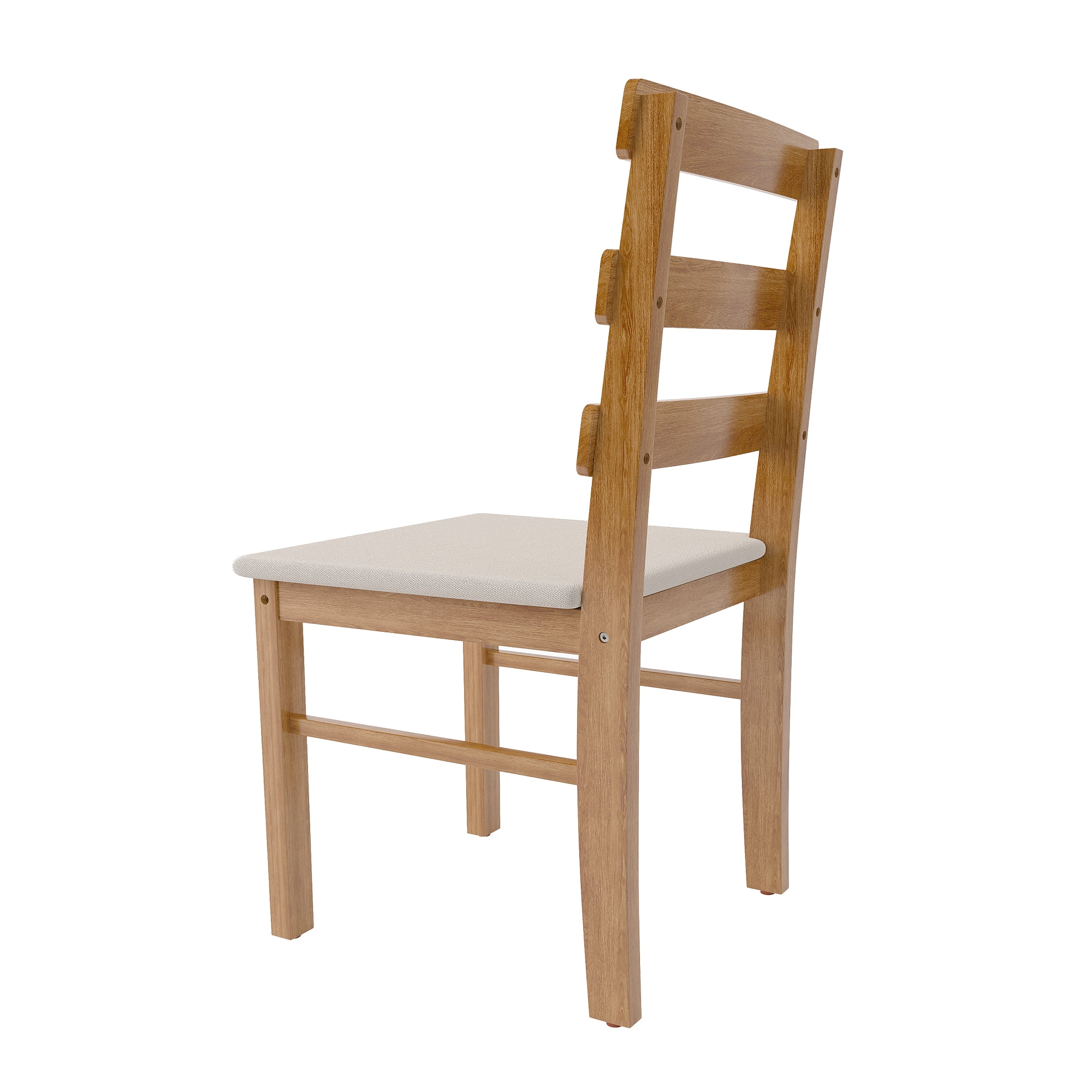 MOONMISS Linen Upholstered Solid Wood Three Horizontal Back Dining Chair(set of 2) for Dining Room,Kitchen-Wood