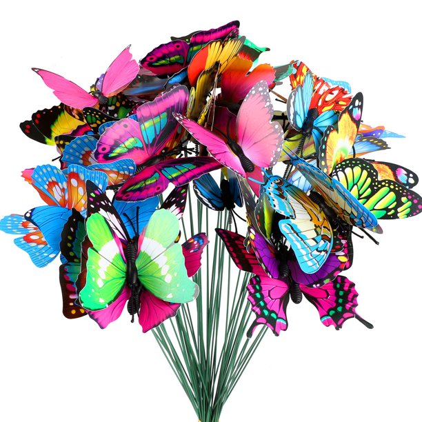 EEEKit 50Pack Butterfly Stakes, 11.5inch Garden Butterfly Ornaments