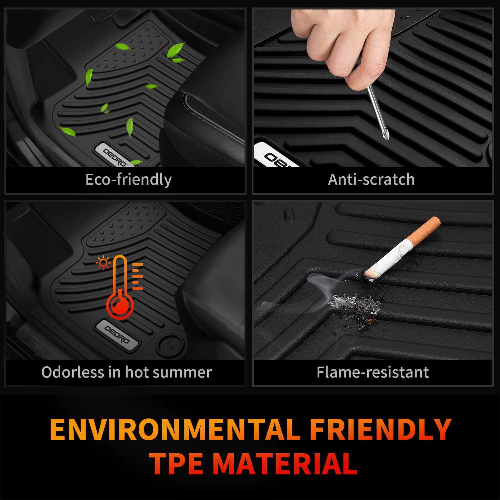 RVNI Floor Mats Liners for 2018-2023 Toyota Camry Standard Models Black TPE Guard 1st and 2nd Row