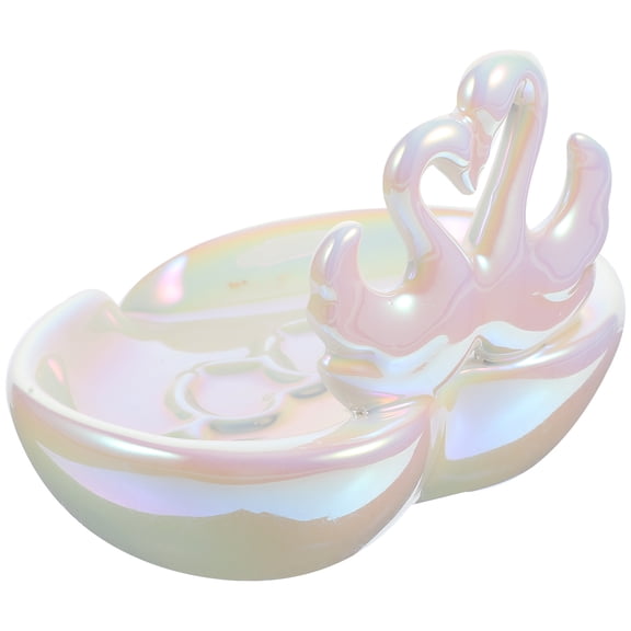 WHAMVOX White Ceramic Soap Dish with Self Draining Design for Storage Use and Countertop Organization