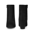thumbnail image 5 of BLISSFUL STEP Square Toe  Block Heel Ankle Boots for Women Black 6, 5 of 6