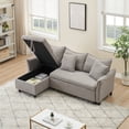thumbnail image 5 of 80-inch Sleeper Sofa Couch with Pull Out Bed, Corduroy L Shaped Sleeper Sofa with Storage, Convertible Sectional Sleeper Sofa w/Chaise and 3 Back Cushions for Living Room, Office, Gray, 5 of 9