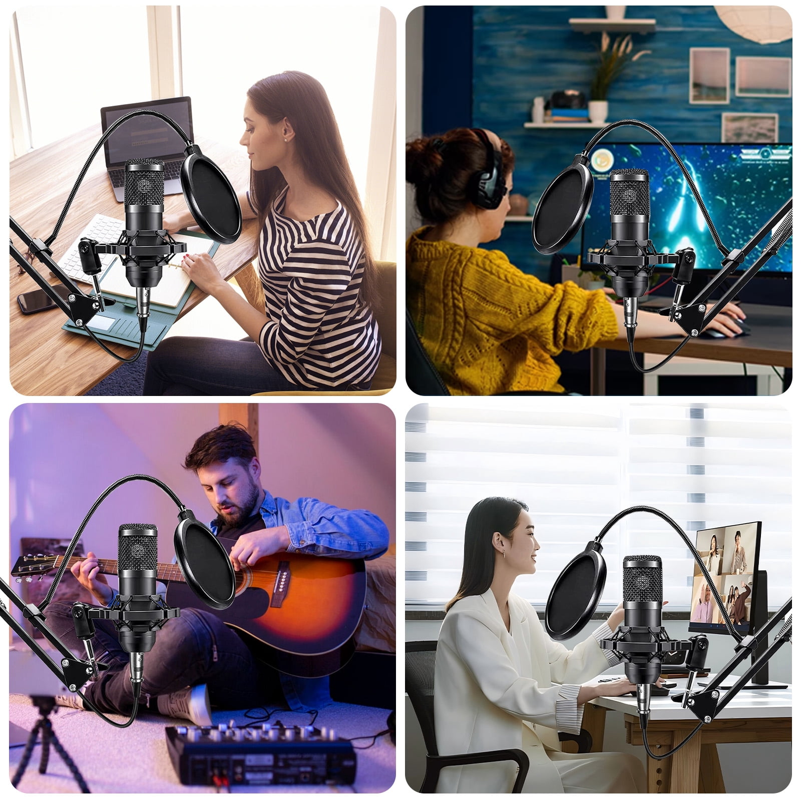 Podcast Equipment Bundle, Recording Studio Package with Dual BM800 Microphones and Voice Changer for PC/Mobile Live Streaming, Singing, Gaming, Voice Changer