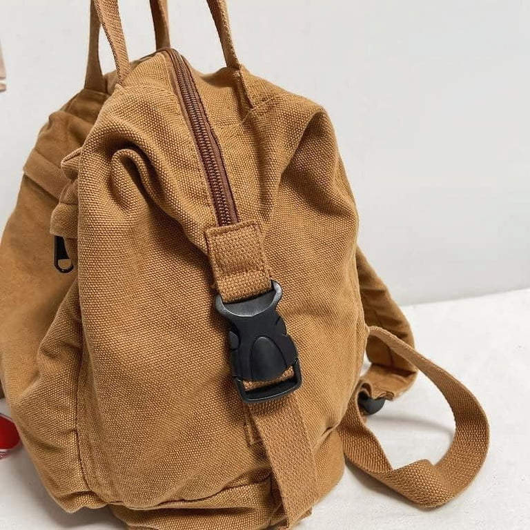 LinYooLi Small Boho Canvas Backpack for Women Vintage Style  display picture 3