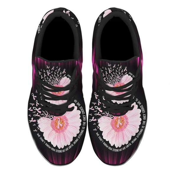 Breast Cancer Awareness Shoes Sneakers for Women Men Black Size 3.5