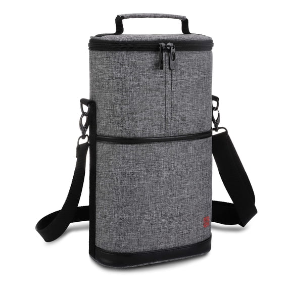 ALLCAMP Sac à Vin 2 Bouteilles - Sac à Vin en Toile Isolée et Rembourrée pour Voyage, Restaurant, Dégustation de Vin, Fête, Excellent Cadeau de Noël pour Amateur de Vinï14œgris