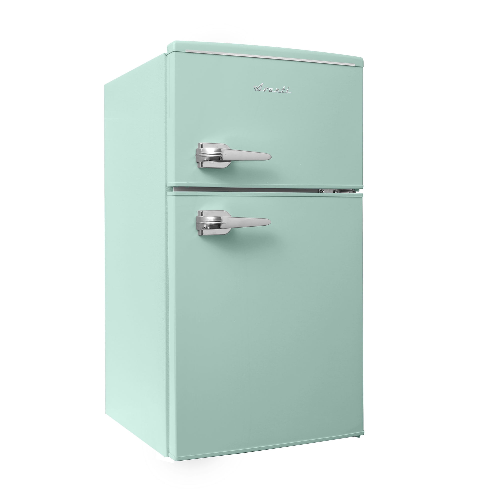 Avanti Retro Appliances Compact Double-Door Refrigerator with Freezer, Space-Saving Design, 3.1 cu. ft., in Seafoam Green (RMRT30X7G-IS)