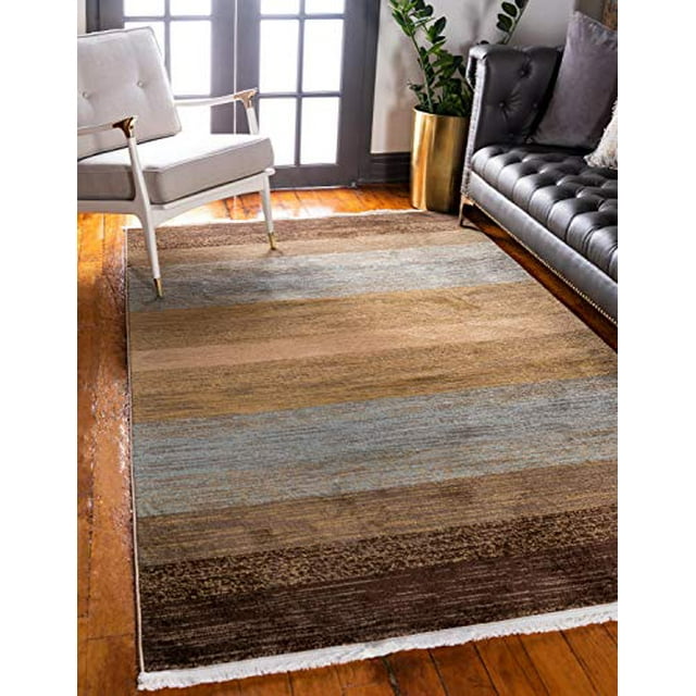 Unique Loom Fars Collection Tribal Modern Casual Area Rug, 6 x 9 Feet, Beige/Light Blue