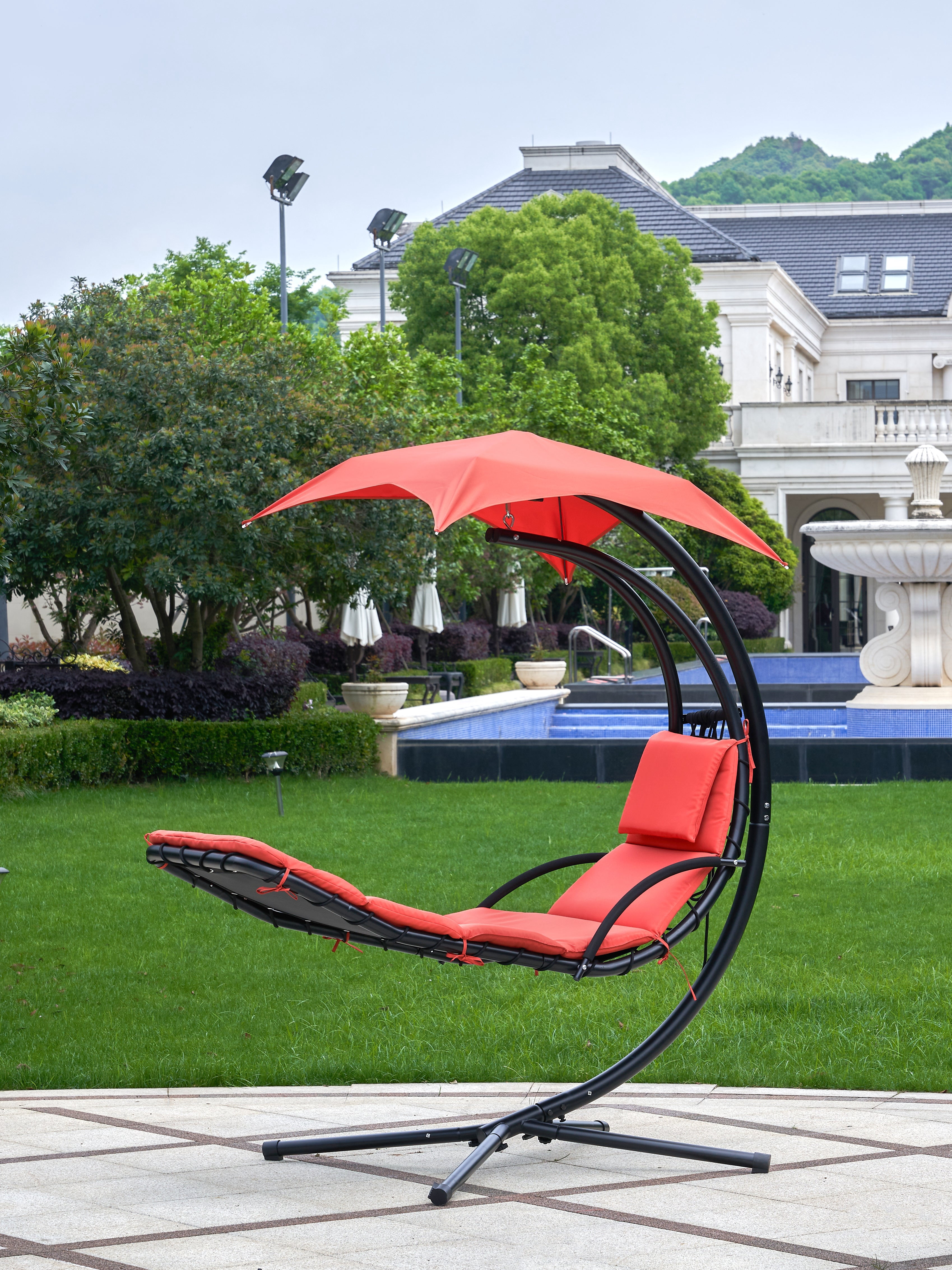Cyclone Sound Foam Padded Cushion and Umbrella Replacement for Outdoor Hanging Lounge Chaise Chair