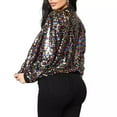 thumbnail image 6 of Women Sequin Baseball Jacket Zip Coat Stage Show Dance Outwear Long Sleeve, 6 of 11